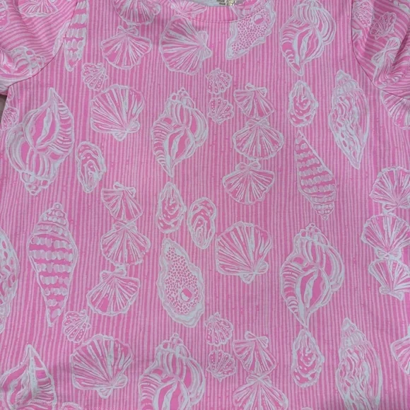 NWOT Lilly Pulitzer Barreto Cotton Top Short Sleeve Gold Button Beach Pink M - Picture 9 of 12